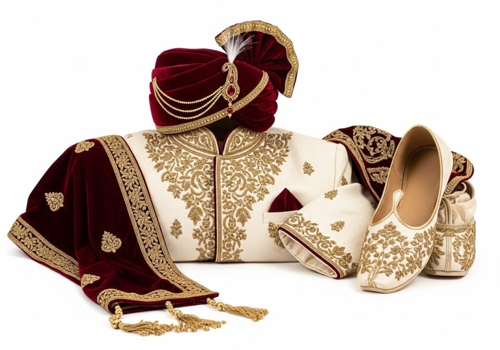 Hand-embroidered sherwani detailing