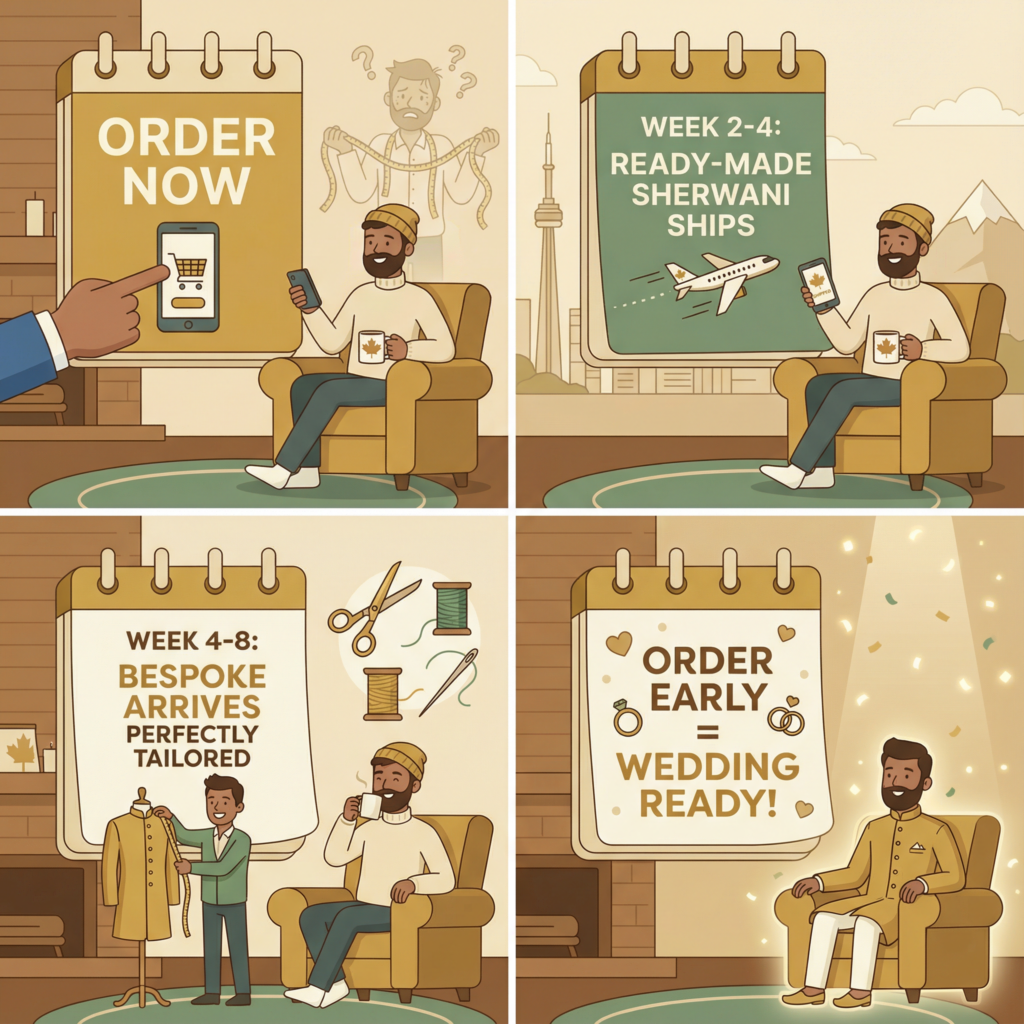 sherwani delivery timeline graphic- sherwani king