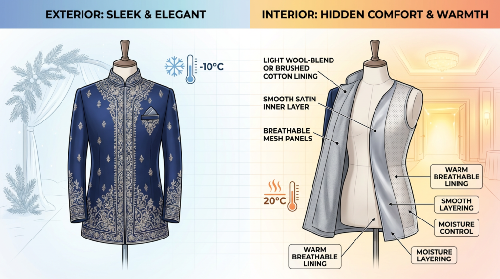sherwani winter layering