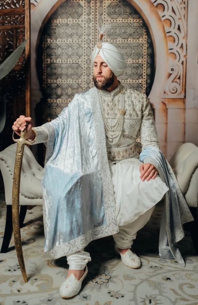 Luxury wedding sherwani for Birmingham groom fitted at Sherwani King