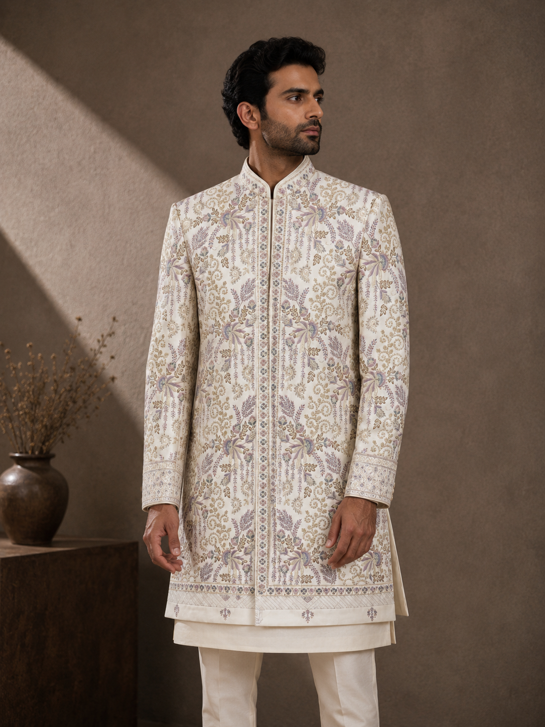 Ivory Blossom Embroidered Sherwani
