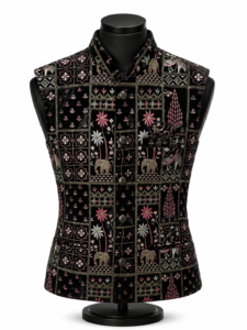 Black Garden-Print Waistcoat