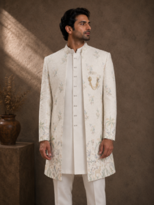 Multicolor Floral Silk Prince Coat