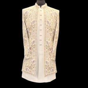 White Lavender Floral Prince Coat