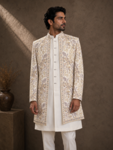 Ivory Blossom Embroidered Prince Coat