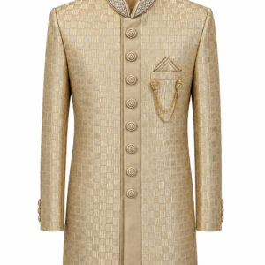 Champagne Grid Pattern Prince Coat