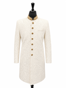 White Self Embroidered Sherwani