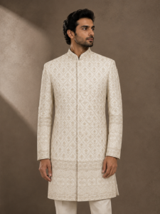 Ivory Embroidered sherwani