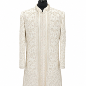 White Pink Silver Sherwani