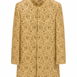 Light Gold Antique Floral Gold Sherwani