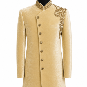 Light Gold Velvet Sherwani