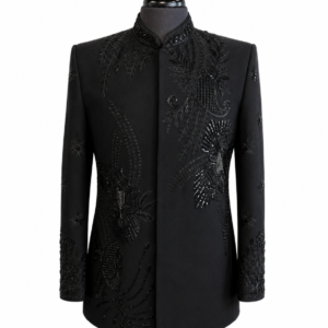 Black Paisley Embroidered prince coat