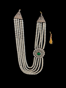 White and Green Brooch Necklace