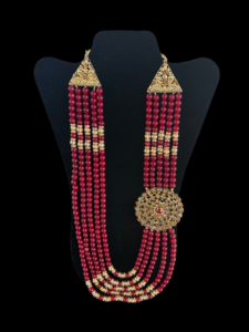 Maroon and Gold Brooch Necklace