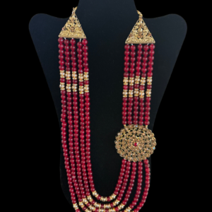 Maroon Brooch Necklace