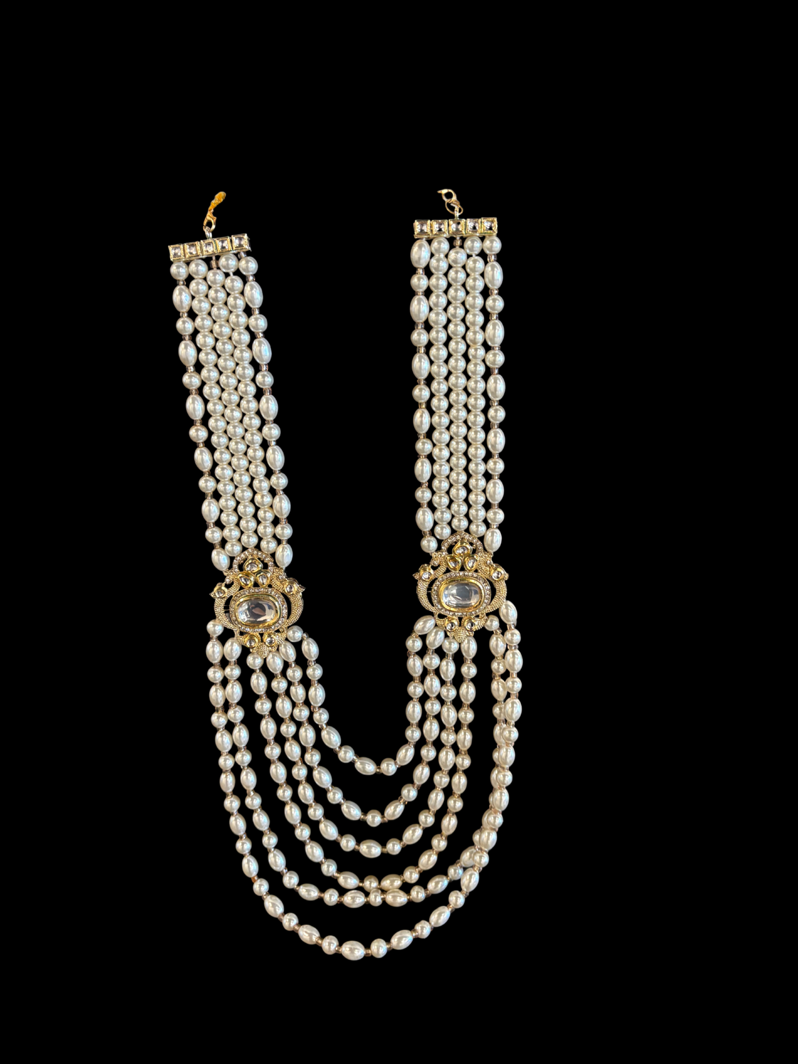 White Pearl Side Brooch Necklace
