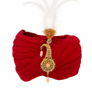 Crimson Feather Kalgi Turban