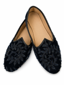Black and Midnight Blue Velvet Jutti