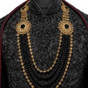 black and gold layered necklace