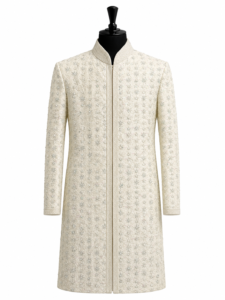 White Bead Embroidered Sherwani
