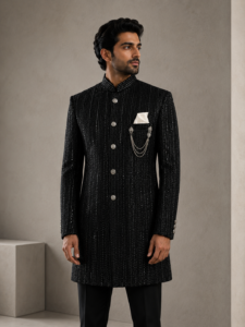Black Sequince Sherwani