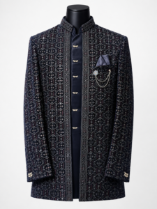 Navy Embroidered Sherwani