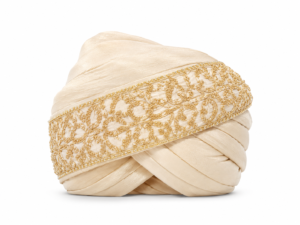Ivory and Gold Silk Turban