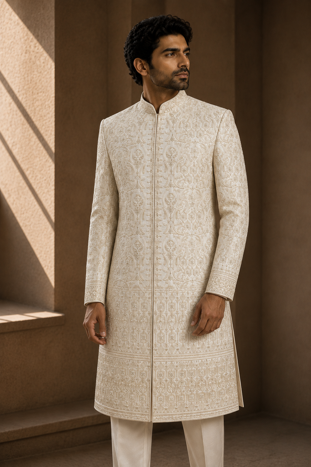 Ivory Heritage-Embroidered Sherwani