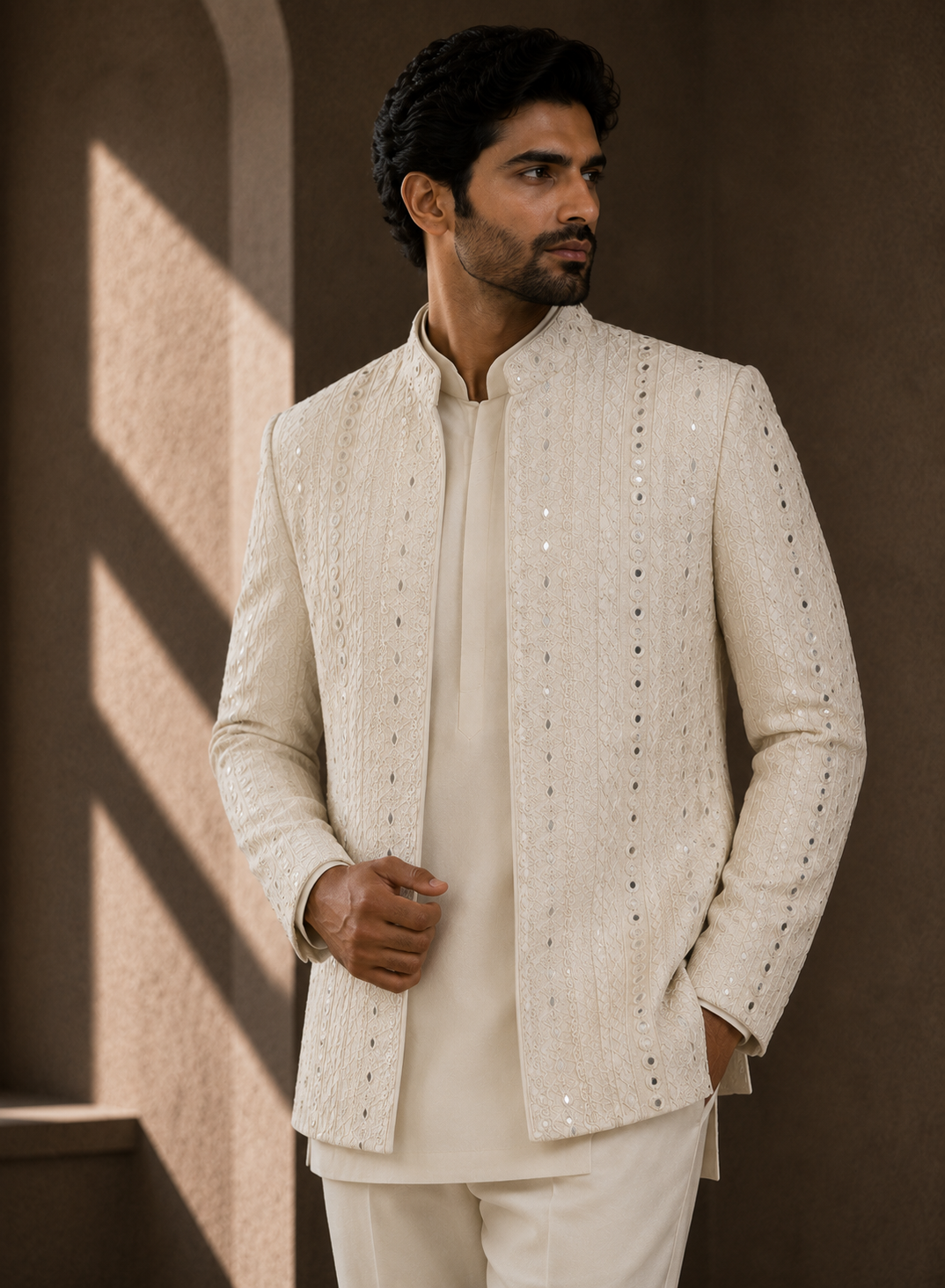Ivory Silk Prince Coat