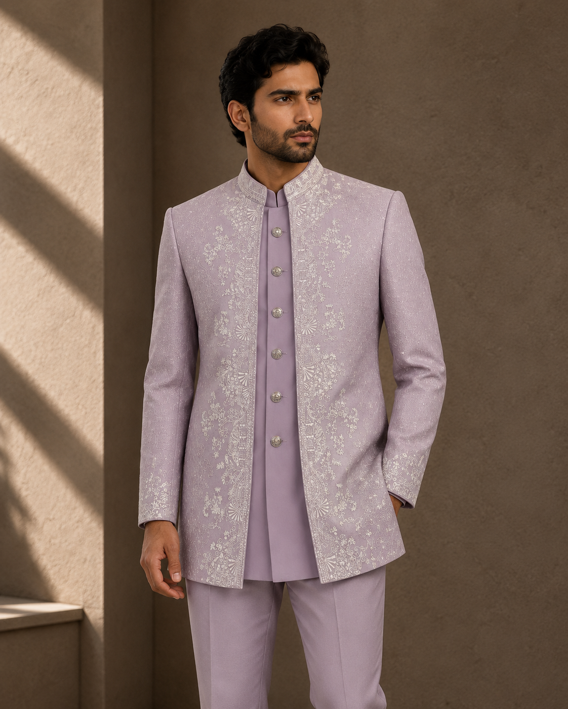 Lilac Floral-Embroidered Prince Coat