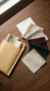 Sherwani fabric swatches sent by post for a remote fitting