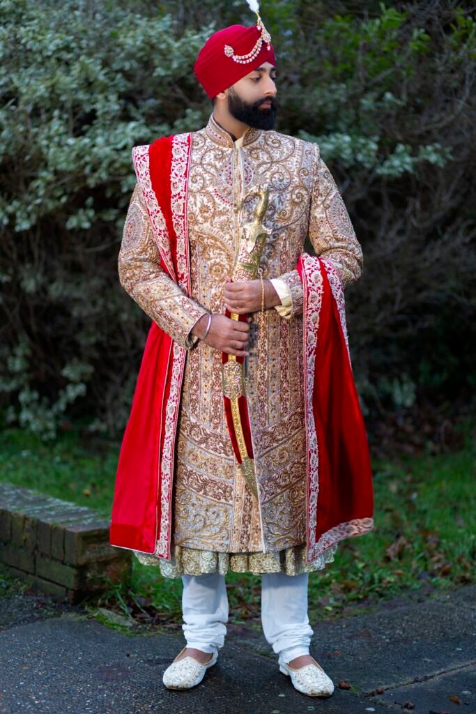 Groom in an embroidered wedding sherwani