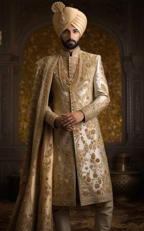 Sherwani King Maharaja Sherwani Style Embroidered Royal Indian Groom Design 2024