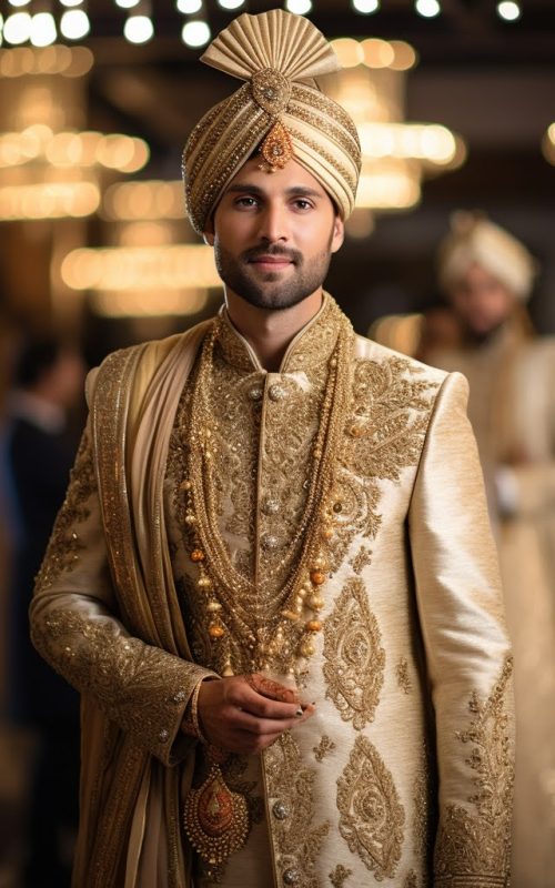 Sherwani King Maharaja Sherwani Style Embroidered Royal Indian Groom Design 2024